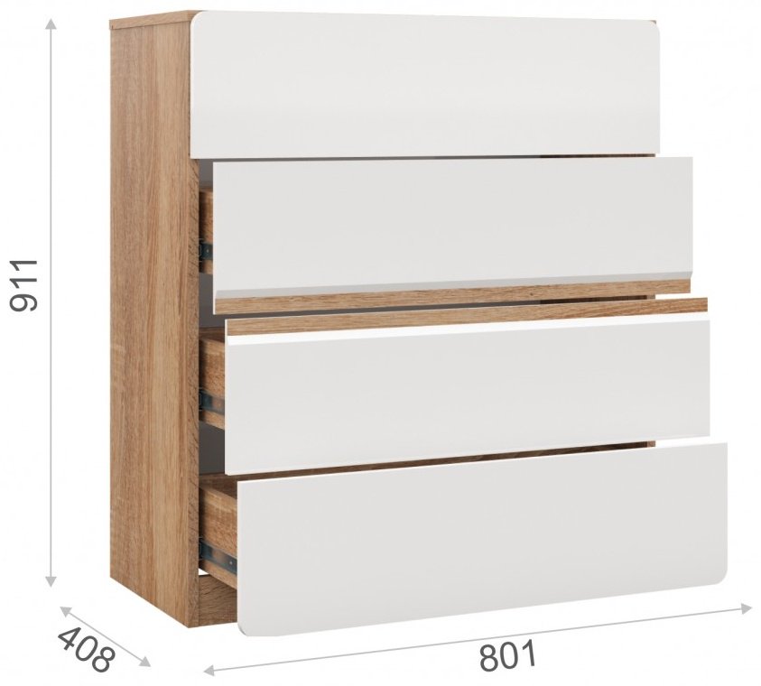 Комод IMPERIAL Дакота, 80.10x40.80x91.1 см, белый, светло-коричневый купить,NaN