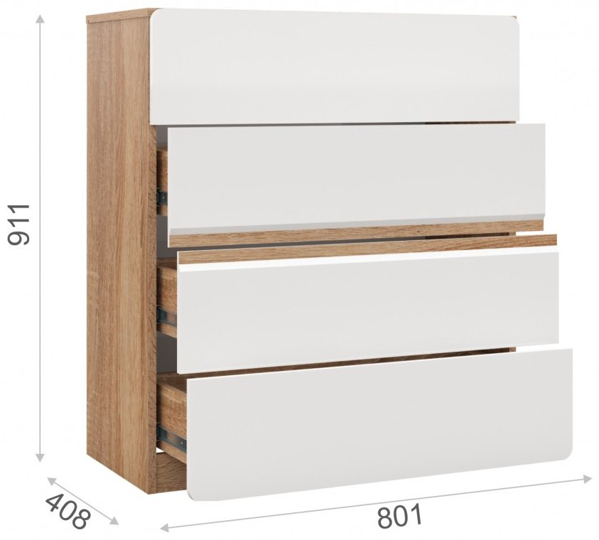 Комод IMPERIAL Дакота, 80.10x40.80x91.1 см, белый, светло-коричневый купить,NaN