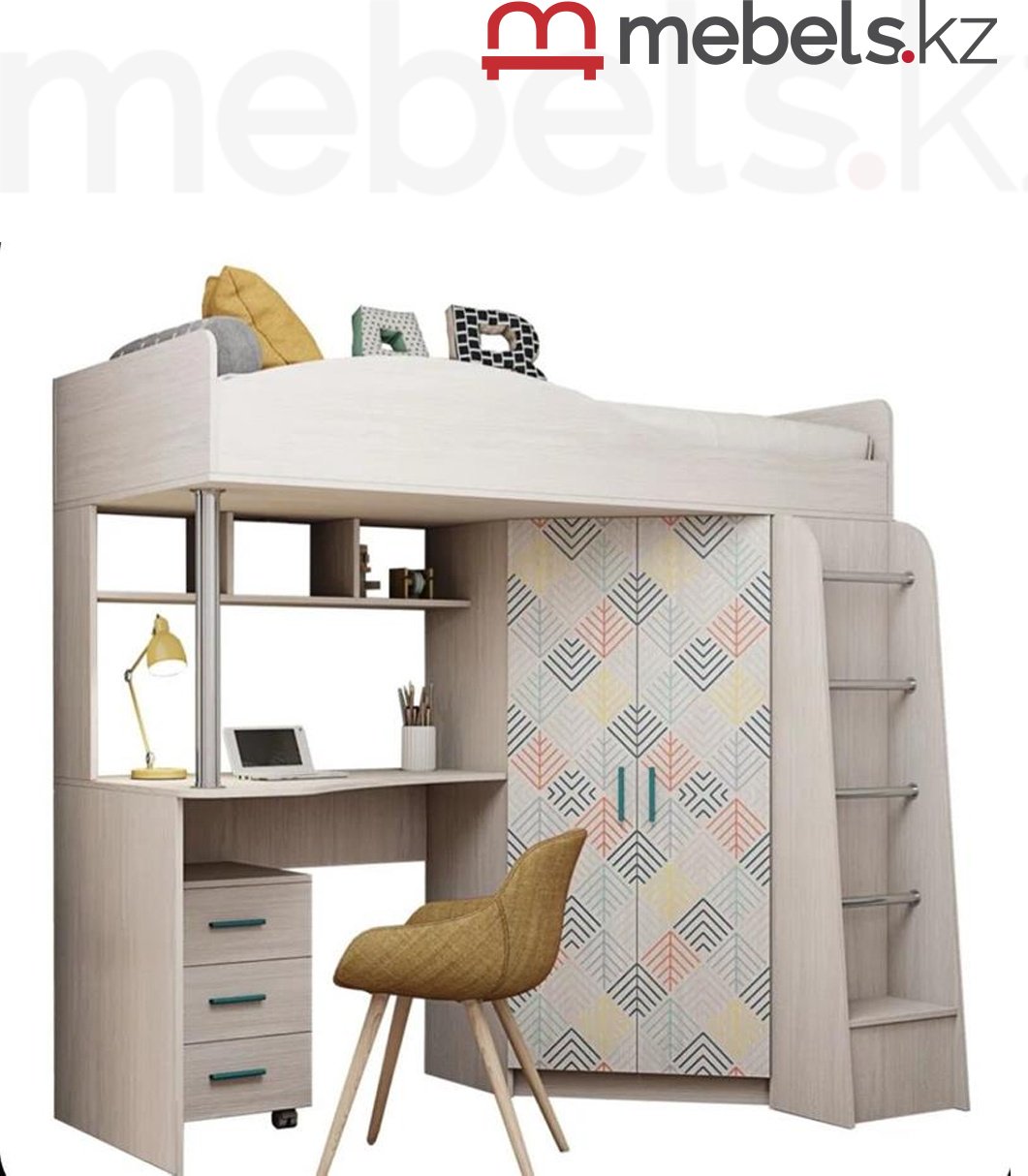 Кровать-чердак Mebels.kz Каприз 1, 80x180 см, белый, коричневый купить,NaN