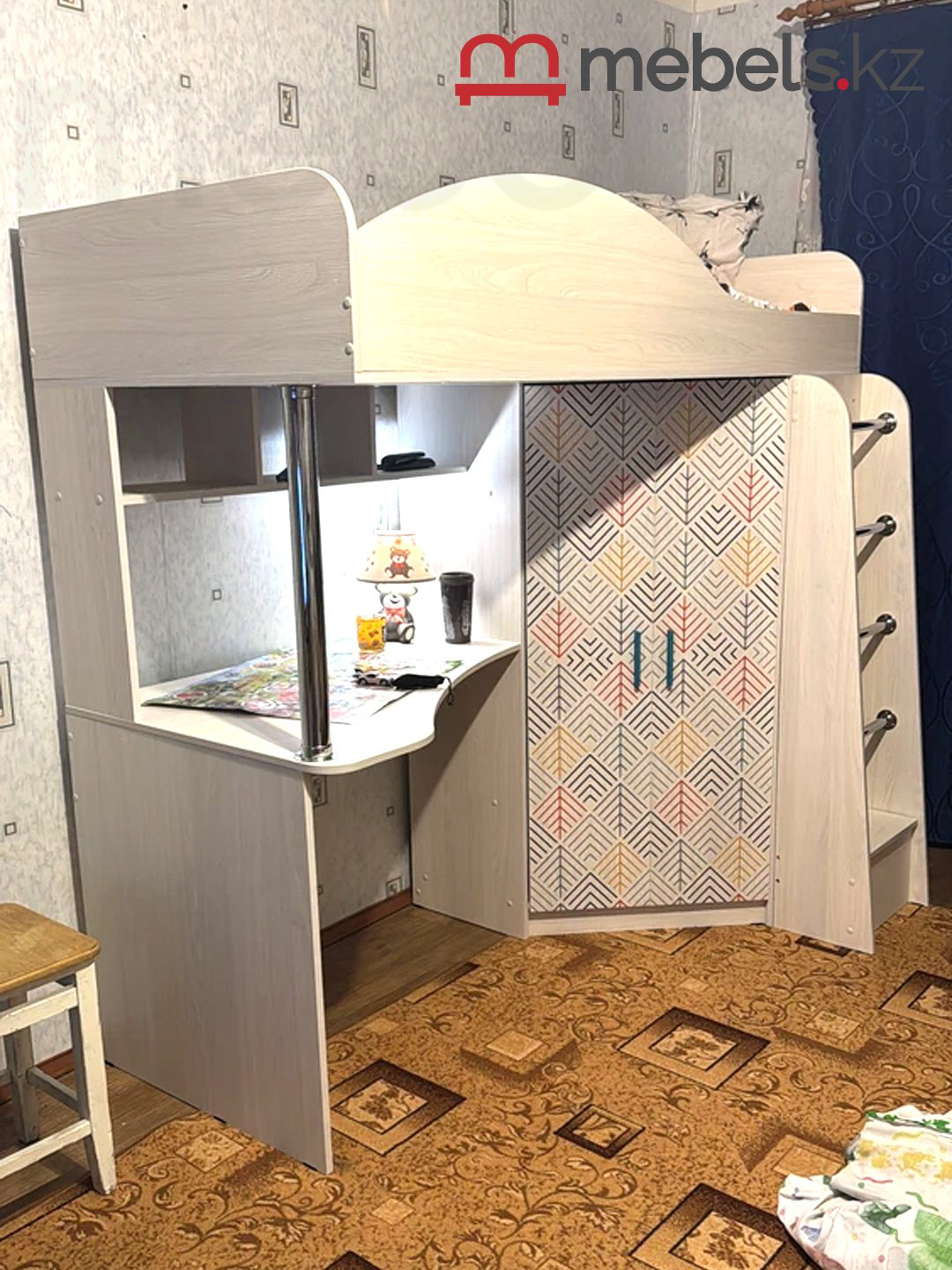 Кровать-чердак Mebels.kz Каприз 1, 80x180 см, белый, коричневый купить,NaN