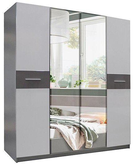 Распашной шкаф Пинскдрев Скарлетт, Н00104689, 190x220х64 см, серый, светло серый купить,NaN