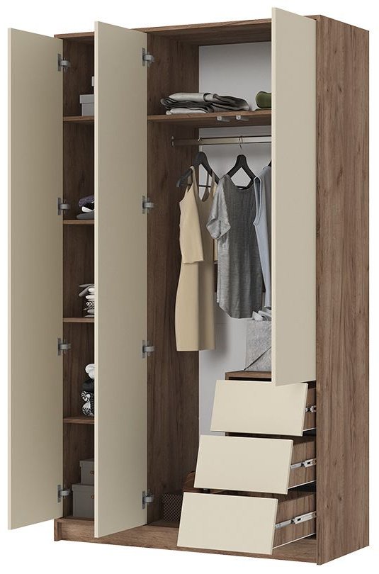Распашной шкаф Стендмебель Рейн, 120x210х50 см, белый, светло-коричневый купить,NaN