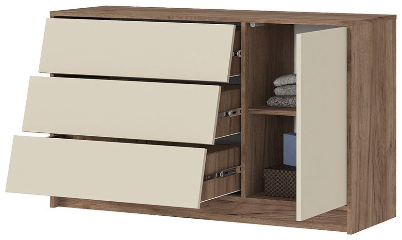 Комод Стендмебель Рейн, 120x40x72 см, белый, светло-коричневый купить,NaN