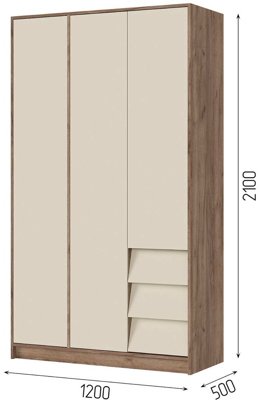 Распашной шкаф Стендмебель Рейн, 120x210х50 см, белый, светло-коричневый купить,NaN