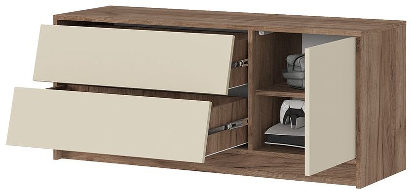 ТВ-тумба напольная Стендмебель Рейн, 120x40x52 см, белый, светло-коричневый купить,NaN