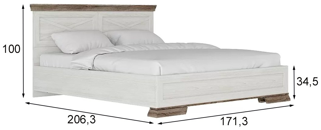 Кровать BRW Брест Марсель двуспальная, 160x200 см (без матраса, без подъёмного механизма) бежевый, коричневый купить,NaN