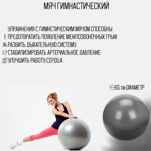 Фитбол Sport SPL1203 65 см серый