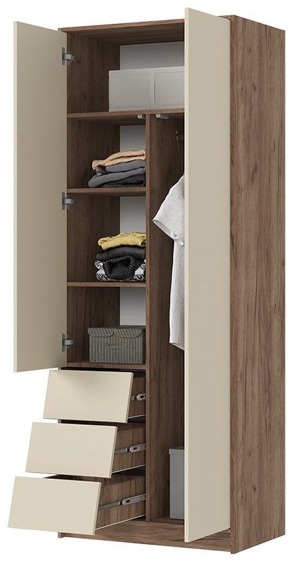 Распашной шкаф Стендмебель Рейн, 80x210х50 см, белый, коричневый купить,NaN