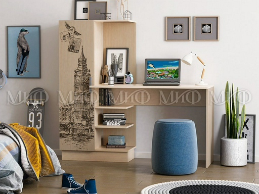 Компьютерный стол МИФ №1, 145x50x135 см, бежевый