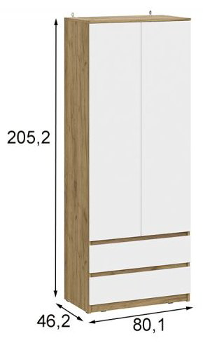 Распашной шкаф СВ Мебель Денвер, 80.1x205.2х46.2 см, светло-коричневый, белый купить,NaN