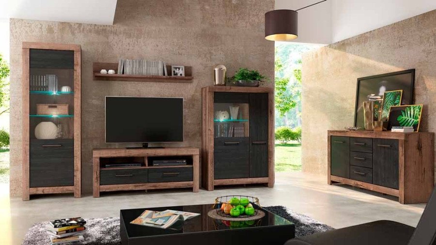 ТВ-тумба напольная Гербор Белен RTV2S, 140x60x45 см, коричневый, черный купить,NaN