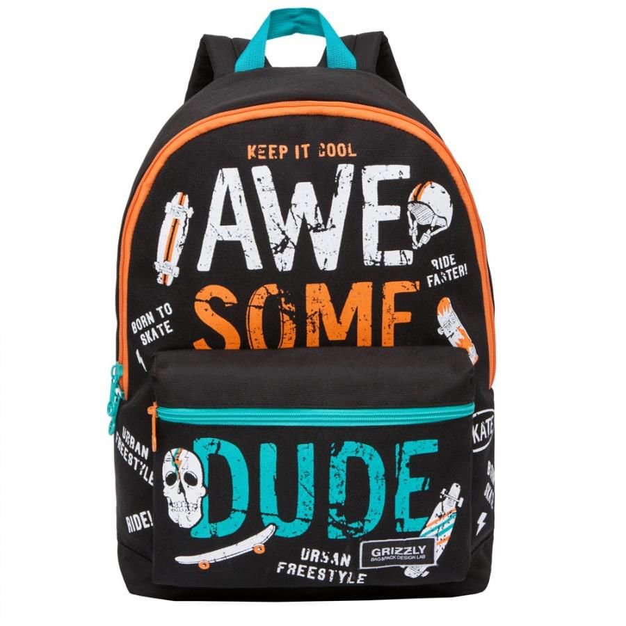  Рюкзак Grizzly Awe Some Dude 30х44х15см черный купить,NaN