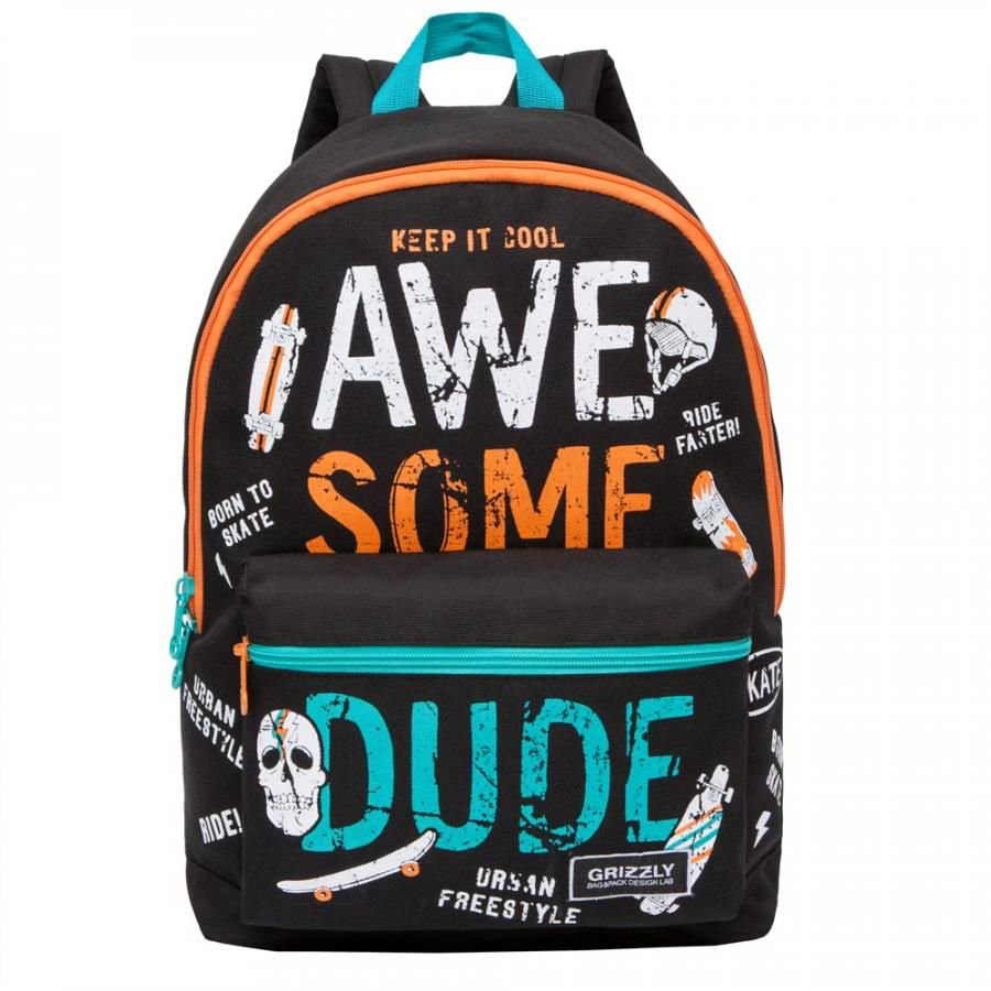  Рюкзак Grizzly Awe Some Dude 30х44х15см черный купить,NaN
