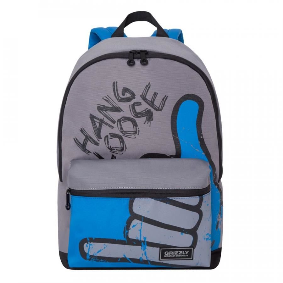 Рюкзак Grizzly Hang Loose 30х44х15см серо-голубой купить,NaN