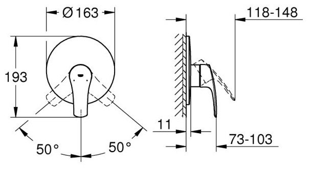 Смеситель для душа Grohe Eurosmart 194512433, латунь, цвет черный купить,NaN