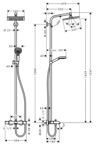 Hansgrohe душевой набор (гарнитур) 27298000 купить,NaN
