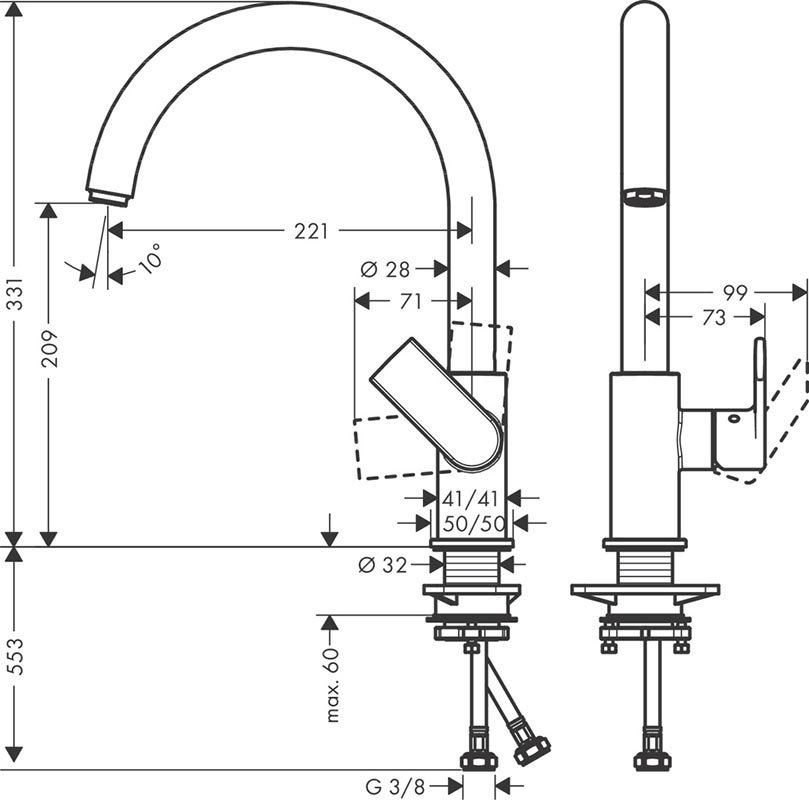 Смеситель для кухни (мойки) HansGrohe Shape M35 71871000, однозахватный купить,NaN