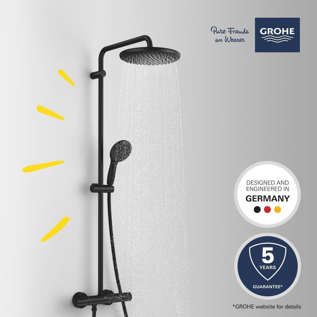 Grohe душевая стойка Душевая система GROHE Tempesta System 250 с термостатом для настенного монтажа, матовый черный (266702431), пластик - ForteMarket Grohe душевая стойка Душевая система GROHE Tempesta System 250 с термостатом для настенного монтажа, матовый черный (266702431), пластик купить,NaN