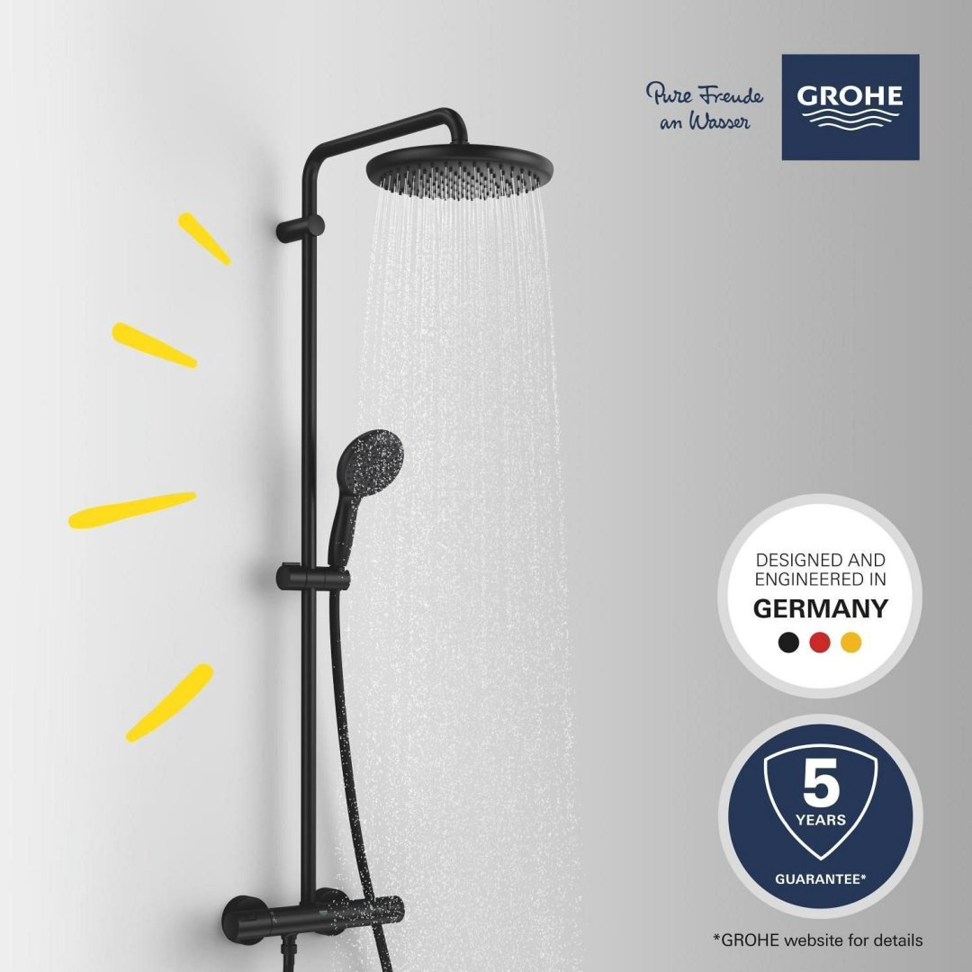 Grohe душевая стойка Душевая система GROHE Tempesta System 250 с термостатом для настенного монтажа, матовый черный (266702431), пластик - ForteMarket Grohe душевая стойка Душевая система GROHE Tempesta System 250 с термостатом для настенного монтажа, матовый черный (266702431), пластик купить,NaN