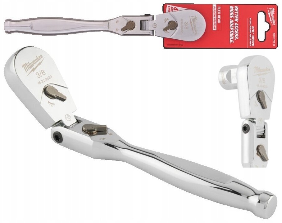Трещотка с поворотной головкой Milwaukee Drive Flex Head Ratchet 4932479652 3/8, 216 мм купить,NaN
