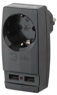 Сетевой адаптер Эра SP-1E-USB-B черный