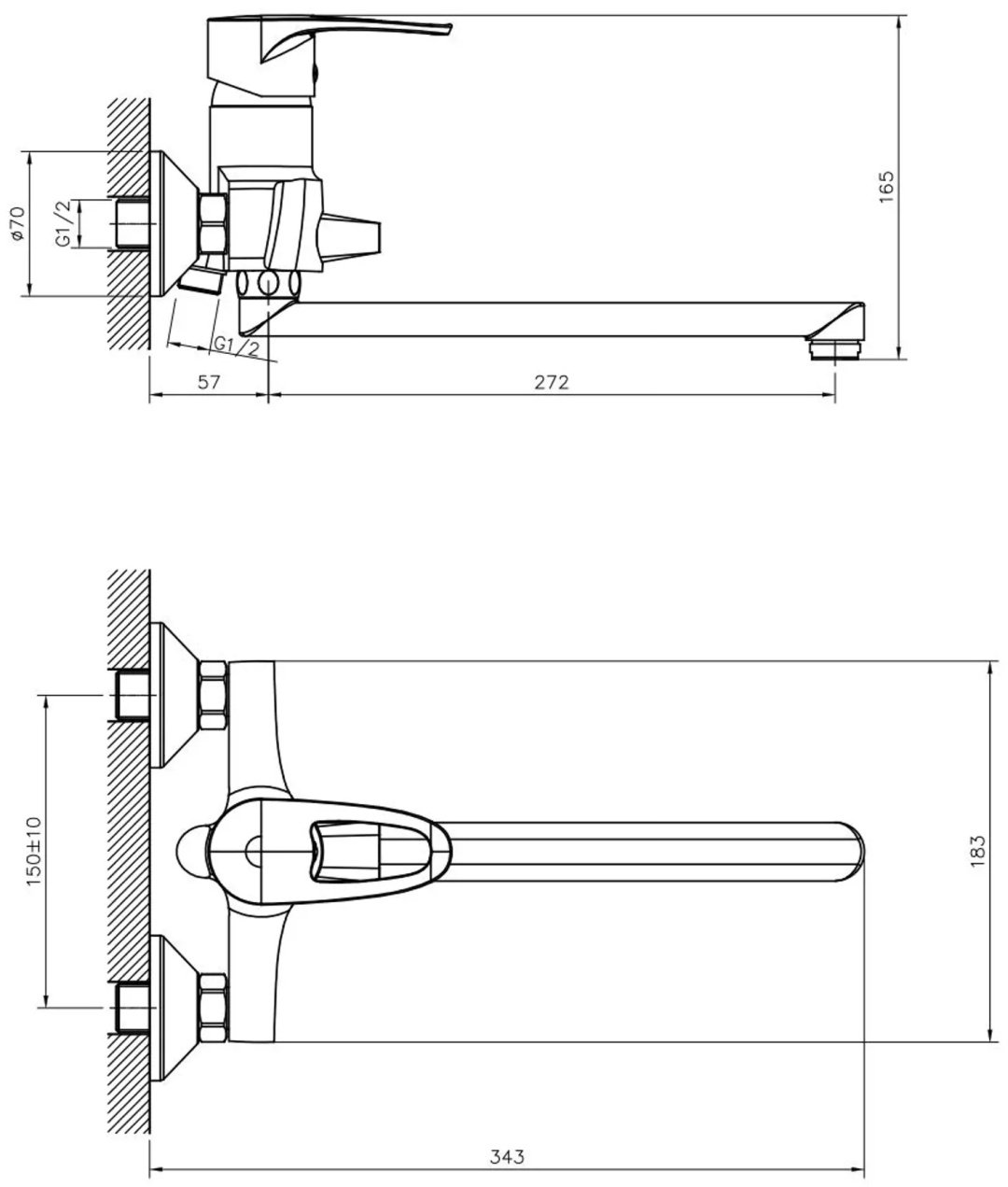 Смеситель для ванны DecoRoom DR70043, однозахватный купить,42350