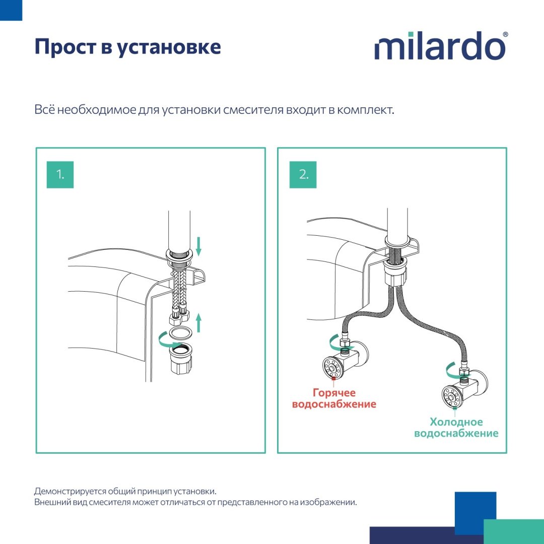 Смеситель с гибким изливом Milardo Meal M01SB2FM05, латунь, цвет черный, хром купить,41600