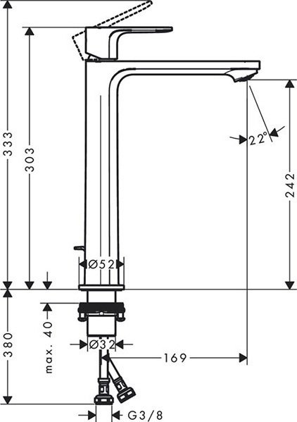 Смеситель для раковины (умывальника) Hansgrohe Rebris S 72580670, однозахватный купить,NaN