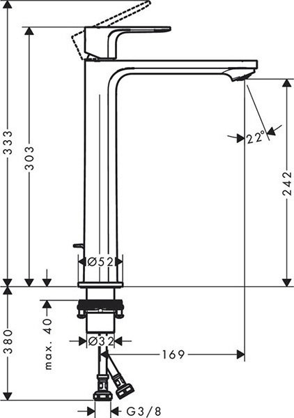 Смеситель для раковины (умывальника) Hansgrohe Rebris S 72580670, однозахватный купить,NaN