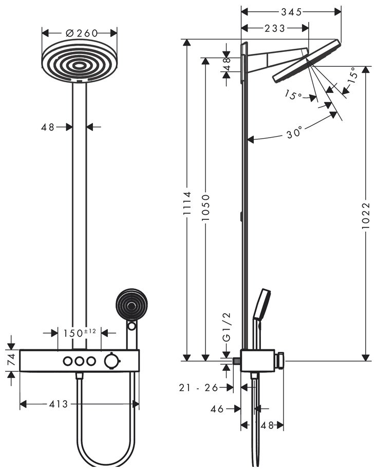Hansgrohe душевая стойка Pulsify Showerpipe 260 24240670 купить,NaN