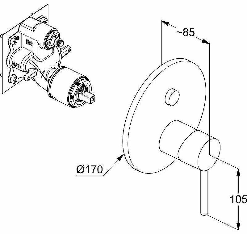 Смеситель для ванны KLUDI Bozz Push&amp;Switch 386590576, латунь, цвет хром купить,226500