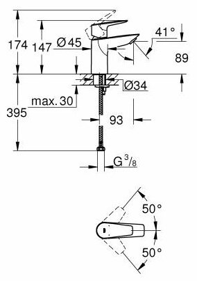 Смеситель для раковины (умывальника) Grohe BauEdge 23330001, однозахватный купить,NaN