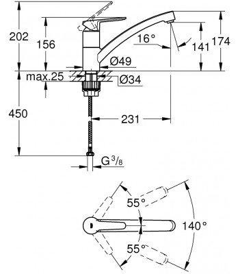 Смеситель для раковины (умывальника) Grohe BauEco 31680000, однозахватный купить,NaN