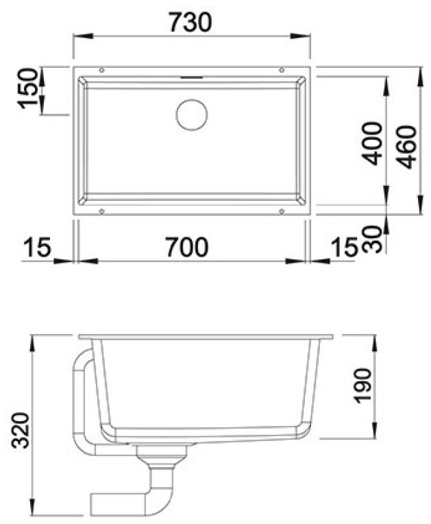 Кухонная мойка Blanco Subline 700-U 73х46х19 см, искусственный гранит, тон белый купить,301949