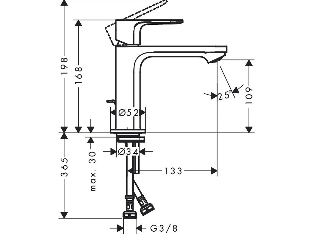 Смеситель для раковины (умывальника) Hansgrohe Rebris S 72517670, однозахватный купить,NaN