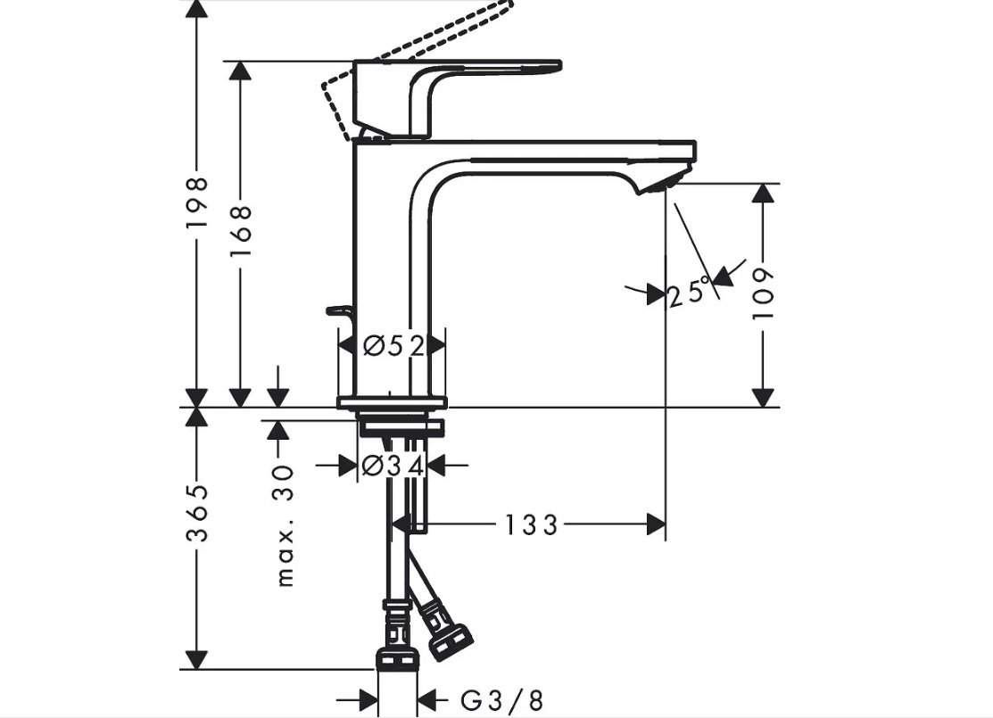 Смеситель для раковины (умывальника) Hansgrohe Rebris S 72517670, однозахватный купить,NaN