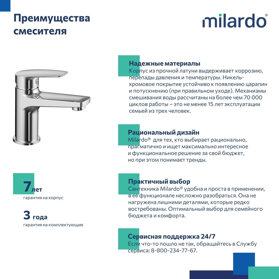 Смеситель для раковины (умывальника) Milardo Niagara NIASB00M01, однозахватный купить,33300