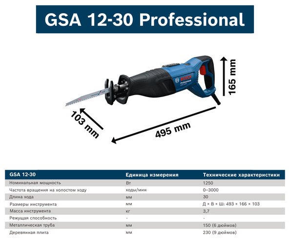 Система Bosch Professional, электроножовка GSA 12-30, 06016C7000