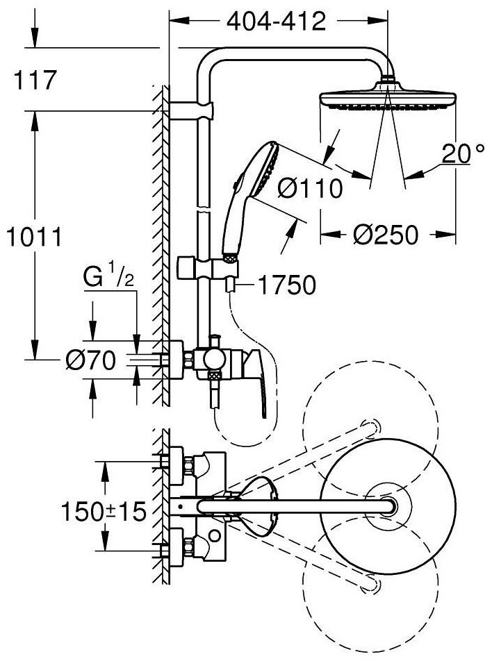 Grohe душевой набор (гарнитур) 26673001 Tempesta Cosmopolitan 250