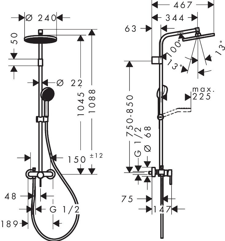 Hansgrohe душевой набор (гарнитур) Activera S 240 1jet 28875000 купить,403400