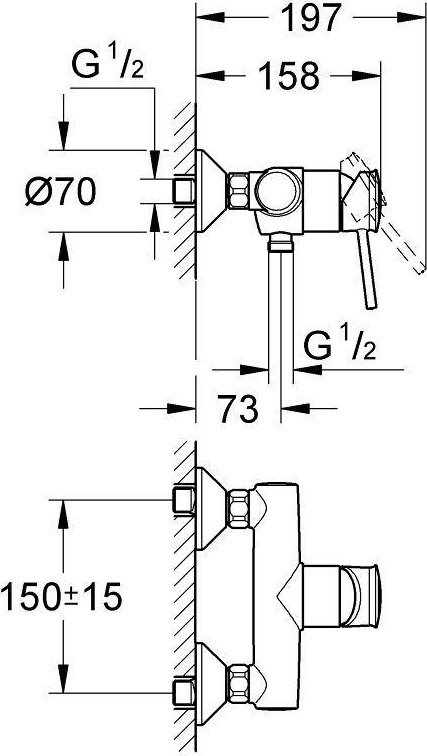 Смеситель для душа Grohe BauClassic, однозахватный купить,NaN
