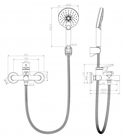 Смеситель для ванны с душем Lemark Minima LM3814C, однозахватный купить,NaN