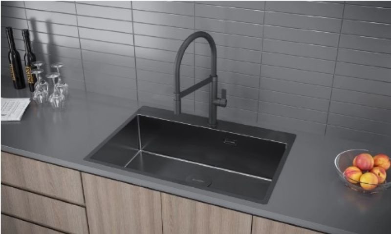 Кухонная мойка KuchenStern WERK 80 AISI 304/R10 74х51х20 см, нержавеющая сталь, тон вороненая сталь