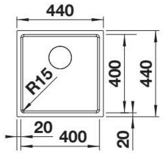 Кухонная мойка Blanco Quato 400-U (528229) 44х44х19 см, нержавеющая сталь, тон серебристый металлик купить,NaN