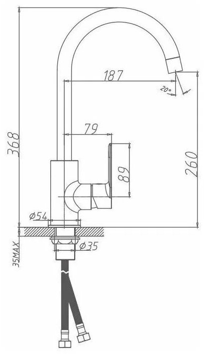 Смеситель для кухни Haiba HB70505-3, латунь, цвет серебряный - ForteMarket Смеситель для кухни Haiba HB70505-3, латунь, цвет серебряный купить,30100
