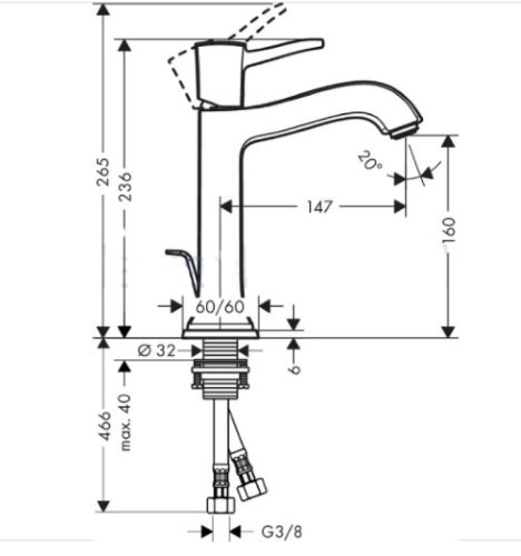 Смеситель для раковины (умывальника) HansGrohe Classic 31302000, однозахватный купить,NaN