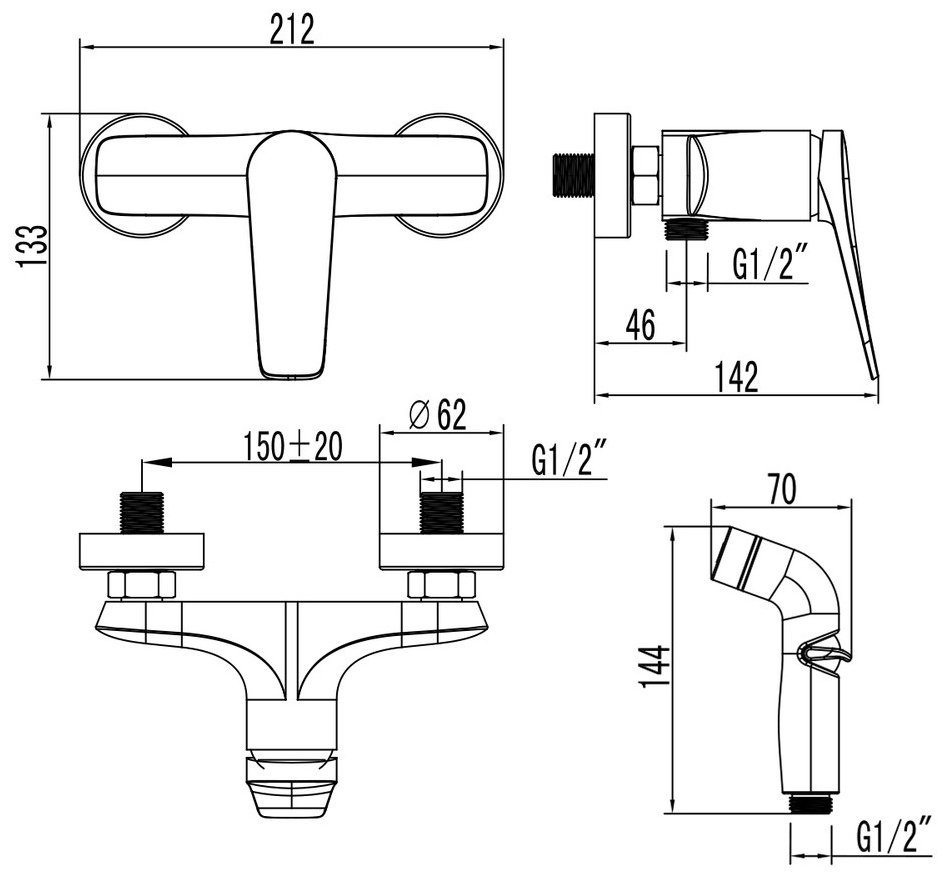 Lemark гигиенический душ Bronx LM3718BL купить,55370