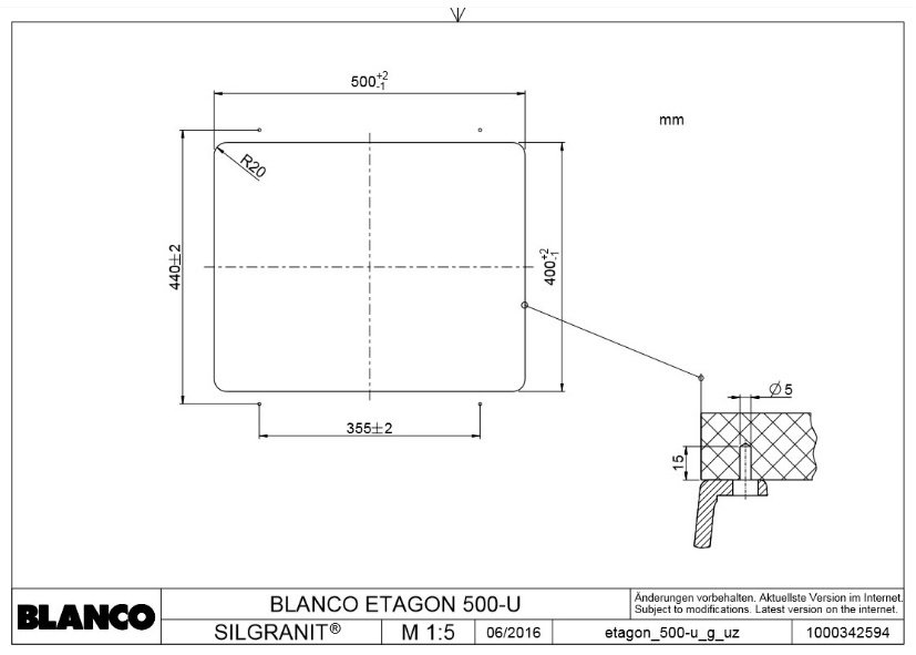 Кухонная мойка Blanco Etagon 500-U 46х53х20 см, натуральный камень, тон бежевый купить,NaN