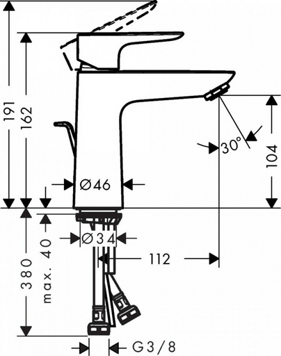 Смеситель для раковины (умывальника) Hansgrohe Talis E 71710990, однозахватный