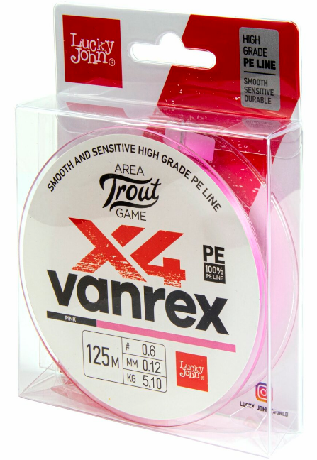 Леска Lucky John Area Trout Game х4 Braid LJ4110-012 Pink 125/012 5.10 кг розовая купить,NaN
